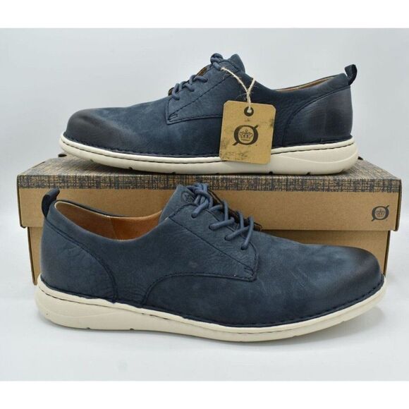 Born Mens Size 9.5 Todd Navy Blue Nubuck Plain Toe Derby Casual Shoes main image 12